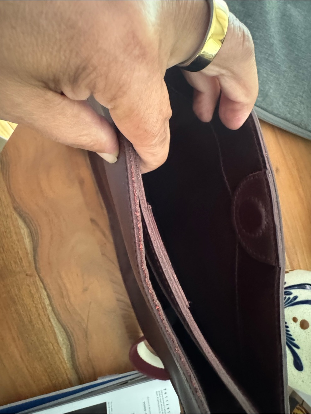 Madewell Burgundy Leather Saddle Crossbody with Striped Web Strap - Picture 3 of 4